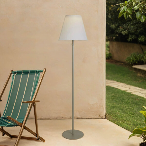 Solar Stehleuchte außen LED IP44 158 cm in Silber Weiß 3000 K