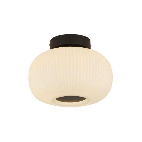 Plafonnier rond Ø 24 cm Noir Blanc Verre Métal E27