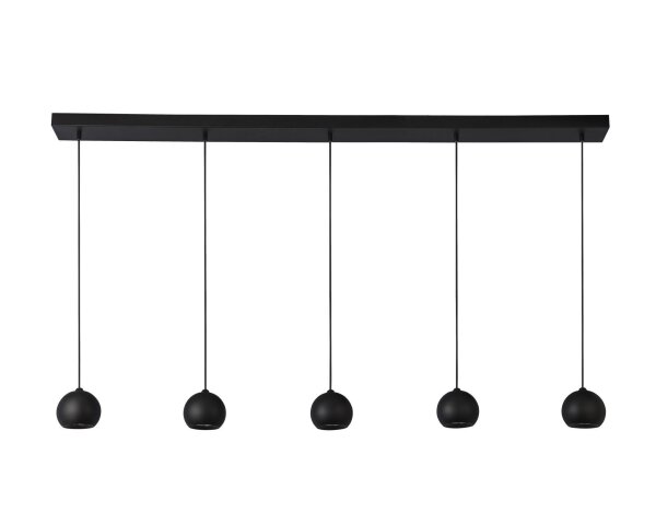 Lampe à suspendre noire longueur 160 cm H : max. 2 m 5-flamme GU10
