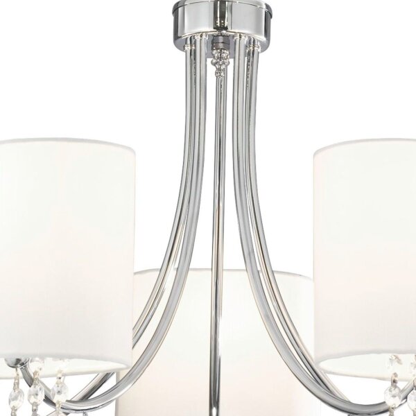 Lustre avec abat-jour 5x E14 Chrome Blanc Tissu Métal