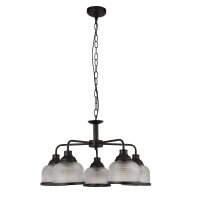Pendelleuchte Metall Glas Ø 58 cm Schwarz Klar...
