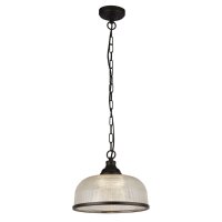 Suspension noir verre métal Ø 27 cm H :...
