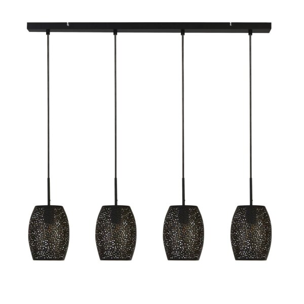 Hängelampe Metall 4-flammig Schwarz Gold B: 90 cm E27