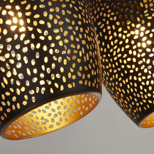 Hängelampe Metall 4-flammig Schwarz Gold B: 90 cm E27