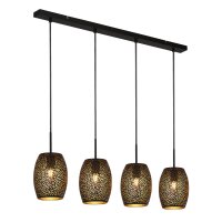 Lampe à suspendre métal 4 flammes noir or L...