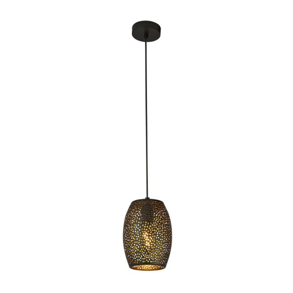 Hängelampe Schwarz Gold E27 Ø15 cm höhenverstellbar