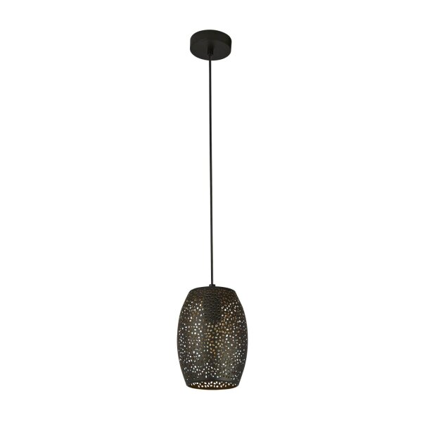 Hängelampe Schwarz Gold E27 Ø15 cm höhenverstellbar