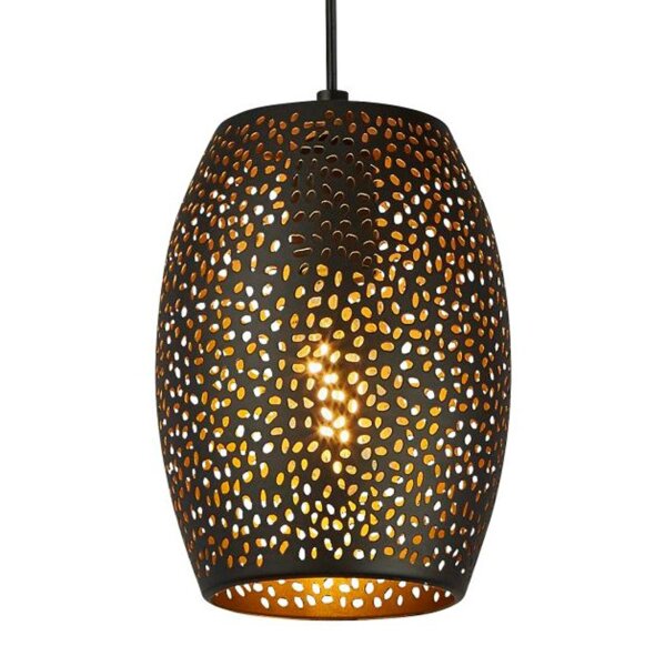 Hängelampe Schwarz Gold E27 Ø15 cm höhenverstellbar
