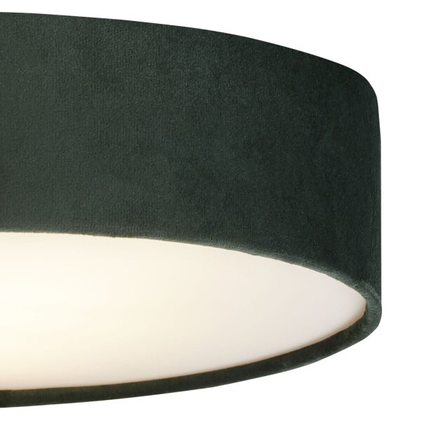 Deckenlampe rund Ø 38 cm H: 10 cm Samt Schirm Grün 2x E27