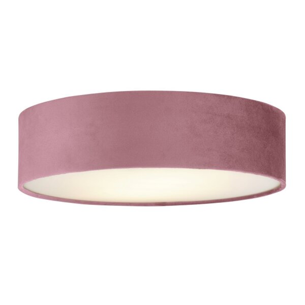 Plafonnier Tissu Velours rond Ø 38 cm H : 10 cm Rose 2x E27