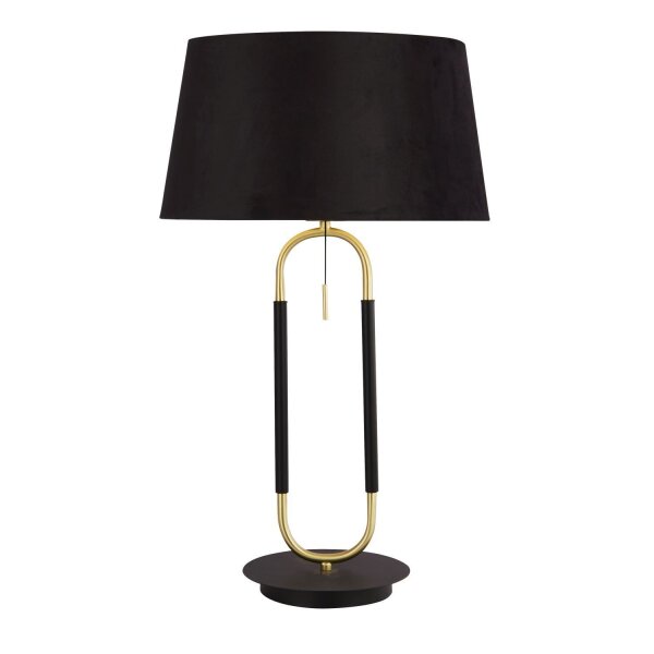 Lampe de table noir laiton E27 63 cm de haut tissu métal