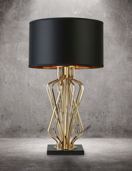 Lampe de table or noir hauteur 72 cm E27 métal satiné