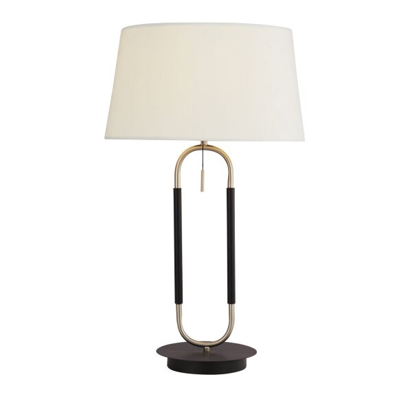 Tischlampe Samt Schirm Zugschalter 63 cm E27 Weiß Silber