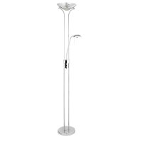 Lampadaire LED 180 cm chrome 3000 K Uplight avec lampe de...