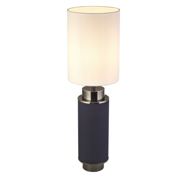 Tischlampe Blau Weiß Nickel 72 cm hoch E27 Stoff Metall