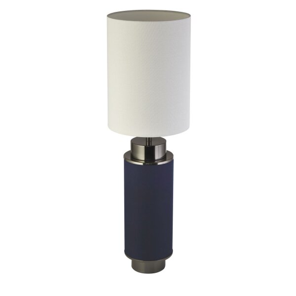 Tischlampe Blau Weiß Nickel 72 cm hoch E27 Stoff Metall