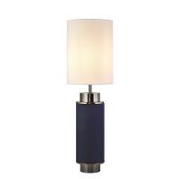 Tischlampe Blau Wei&szlig; Nickel 72 cm hoch E27 Stoff Metall