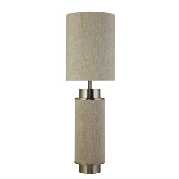 Tischleuchte Stoff Metall 72 cm hoch Grau-Beige Nickel E27