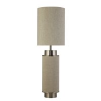 Tischleuchte Stoff Metall 72 cm hoch Grau-Beige Nickel E27