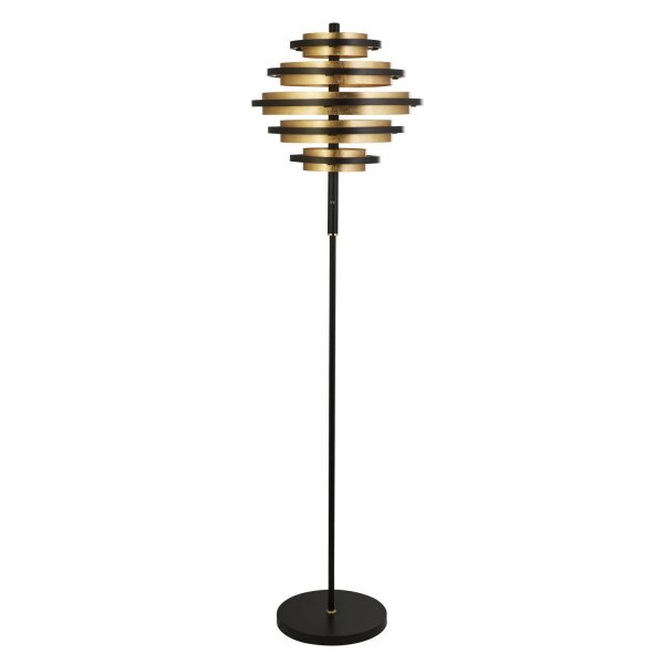 Stehleuchte LED in Schwarz Gold 2700 K warmweiß Metall