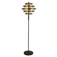 Lampadaire LED en noir or 2700 K blanc chaud métal