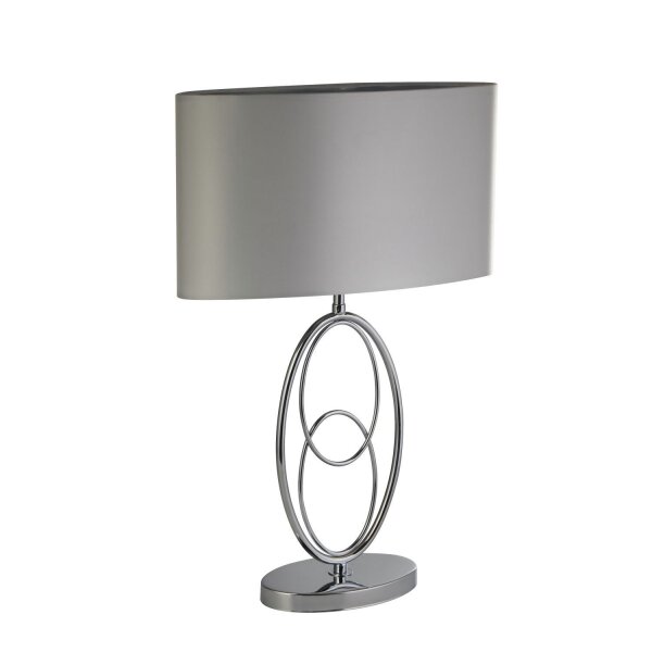 Lampe de table métal tissu 53 cm en chrome argent E27