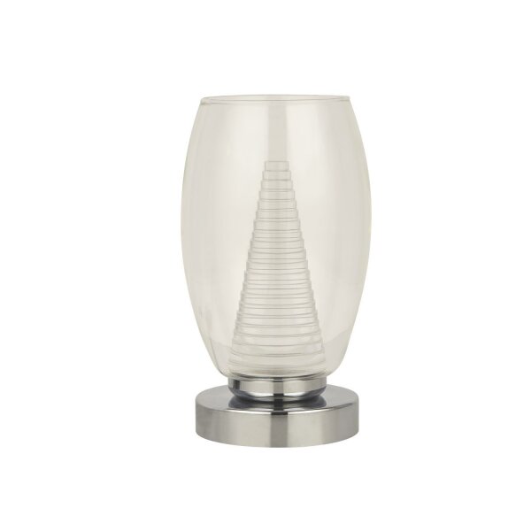 LED Tischlampe klein H: 20,5 cm Ø 11,5 cm Chrom Klar
