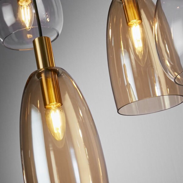 Lampe à suspendre verre métal L : 120 cm grand H : max. 1,4 m