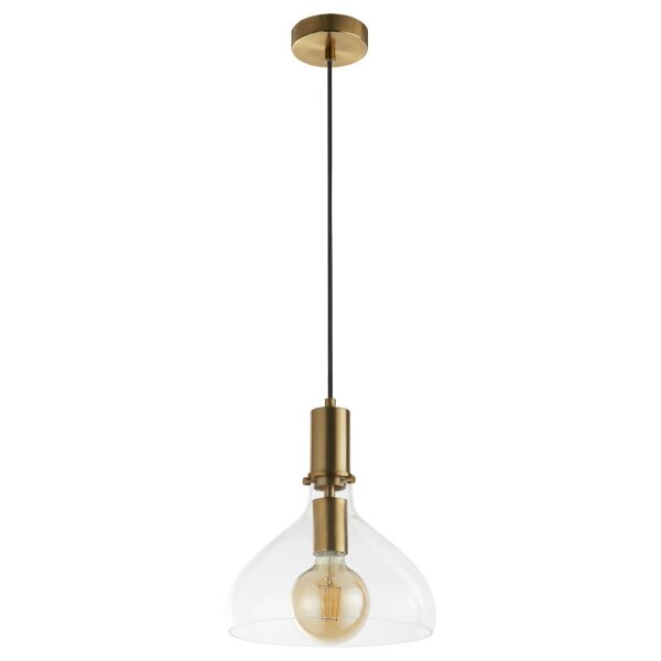 Lampe à suspendre verre métal Ø 25 cm en laiton clair E27 Vintage