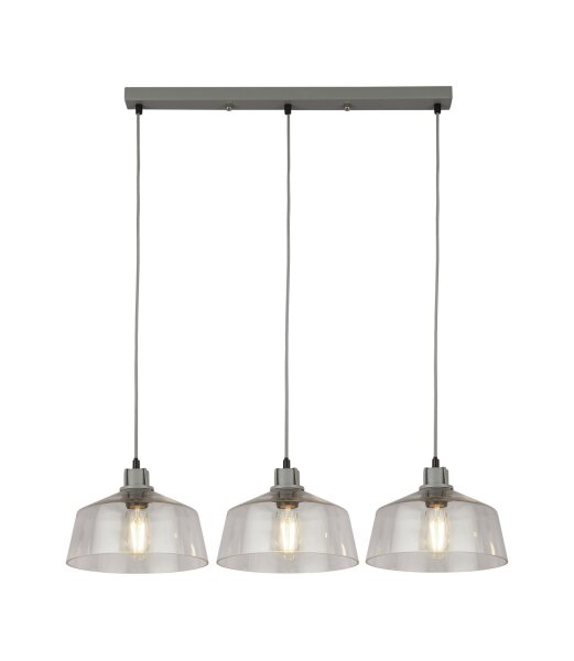 Hängelampe Vintage B: 80 cm Grau Klar 3-flammig E27