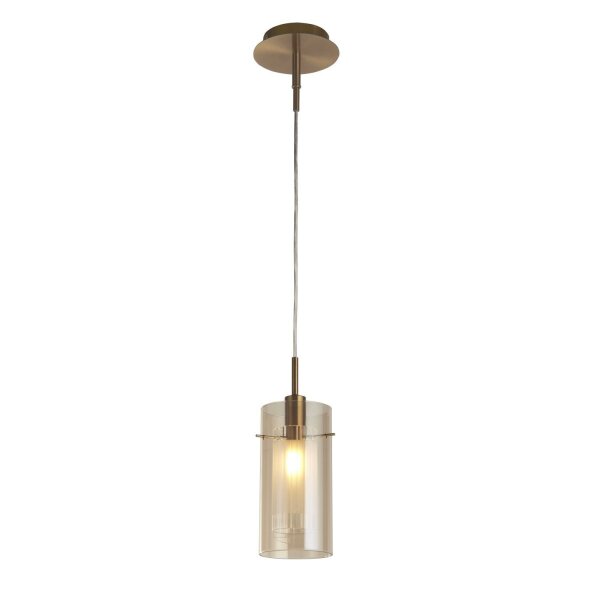 Suspension verre E14 D : 13 cm en laiton champagne