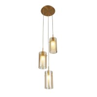 Suspension 3 flammes E14 D : 26 cm Verre M&eacute;tal...
