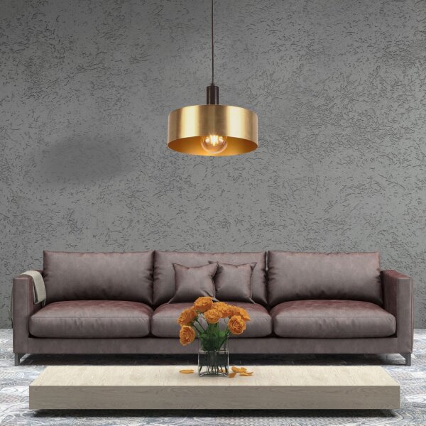 Hängeleuchte Gold Schwarz D: 30 cm rund Metall Modern