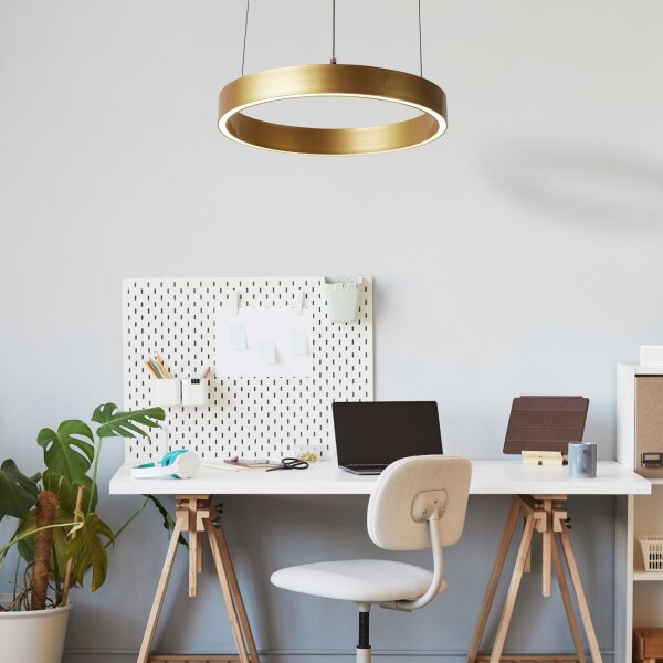 LED Hängelampe Metall rund Ø 44 cm in Gold