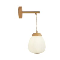 Applique E14 en laiton blanc Moderne verre bois m&eacute;tal
