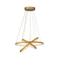 Suspension LED ronde bambou anneaux réglables...