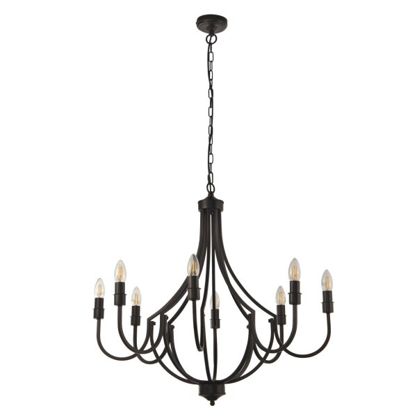 Lustre métal Ø 75 cm 8 flammes E14 Noir Rustique