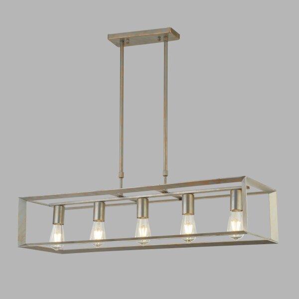 Suspension métal allongée L : 90 cm en argent-or E27