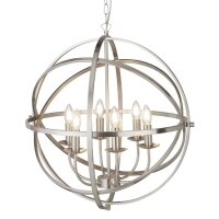 Suspension ronde &Oslash; 60 cm en argent mat 6 flammes E14