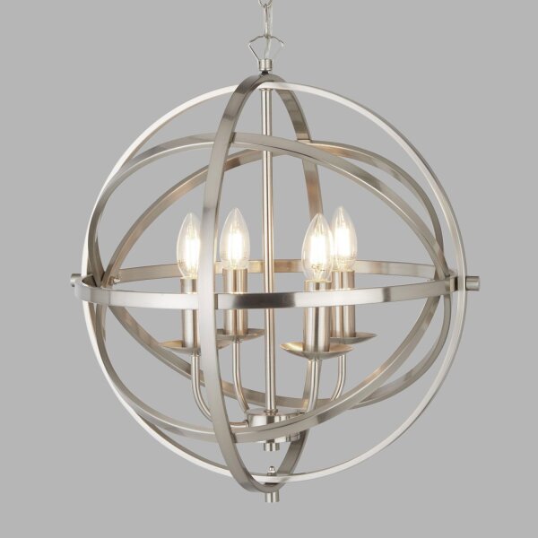 Hängelampe Silber matt Ø 45 cm rund für 4x E14 Metall