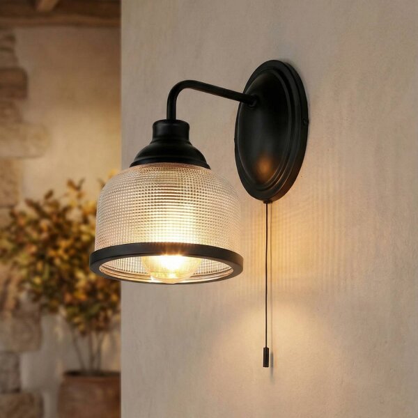 Vintage Wandlampe mit Schalter H: 24,5 cm E27 Schwarz