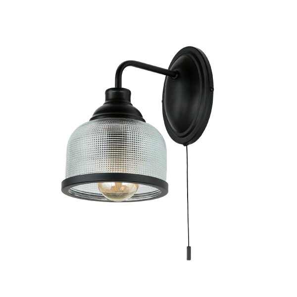 Vintage Wandlampe mit Schalter H: 24,5 cm E27 Schwarz
