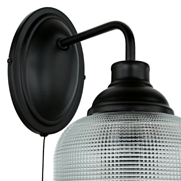 Vintage Wandlampe mit Schalter H: 24,5 cm E27 Schwarz