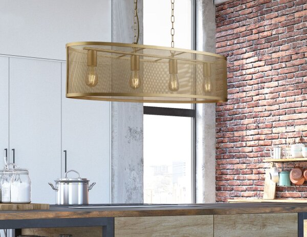 Lampe à suspendre en métal Mesh L : 91 cm 4x E27 en or