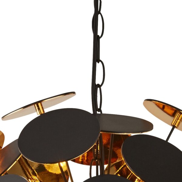 Hängelampe Schwarz Gold Ø47cm H: max. 135cm 4x E14 Metall