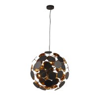 Suspension ronde &Oslash; 54 cm m&eacute;tal noir or 6x E14