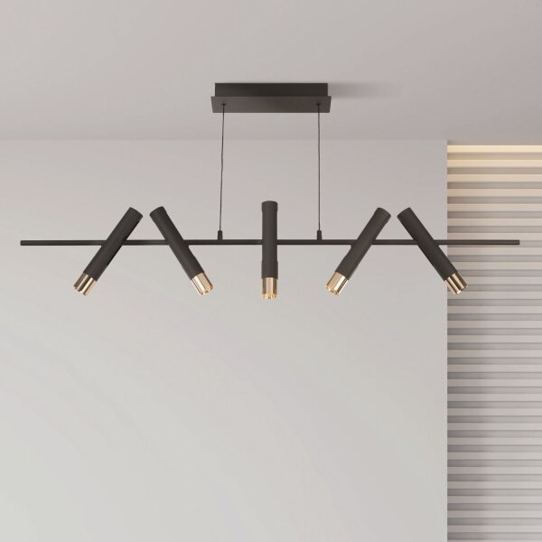 Suspension LED noir or réglable 3000 K métal