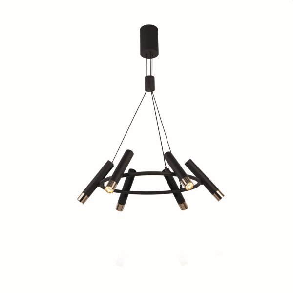 Suspension LED ronde D : 70 cm en noir or réglable