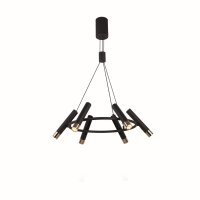 Suspension LED ronde D : 70 cm en noir or r&eacute;glable