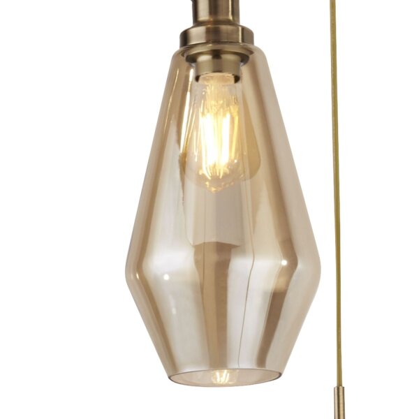 Lampe à suspendre 3 flammes E27 en laiton antique champagne